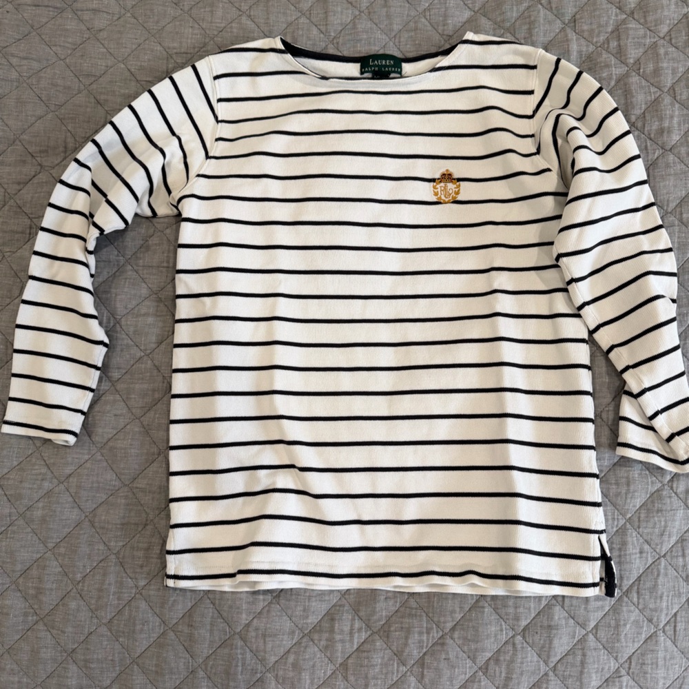 Ralph Lauren Black and White Striped Top